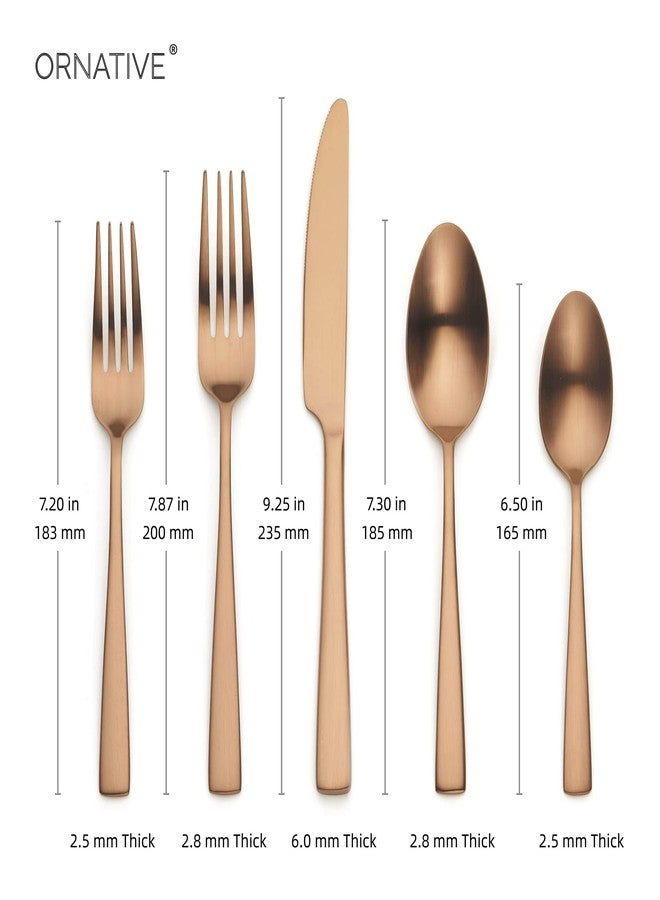 ORNATIVE Rena 20 Piece Matte Copper Flatware Set, Service for 4 - Image 3